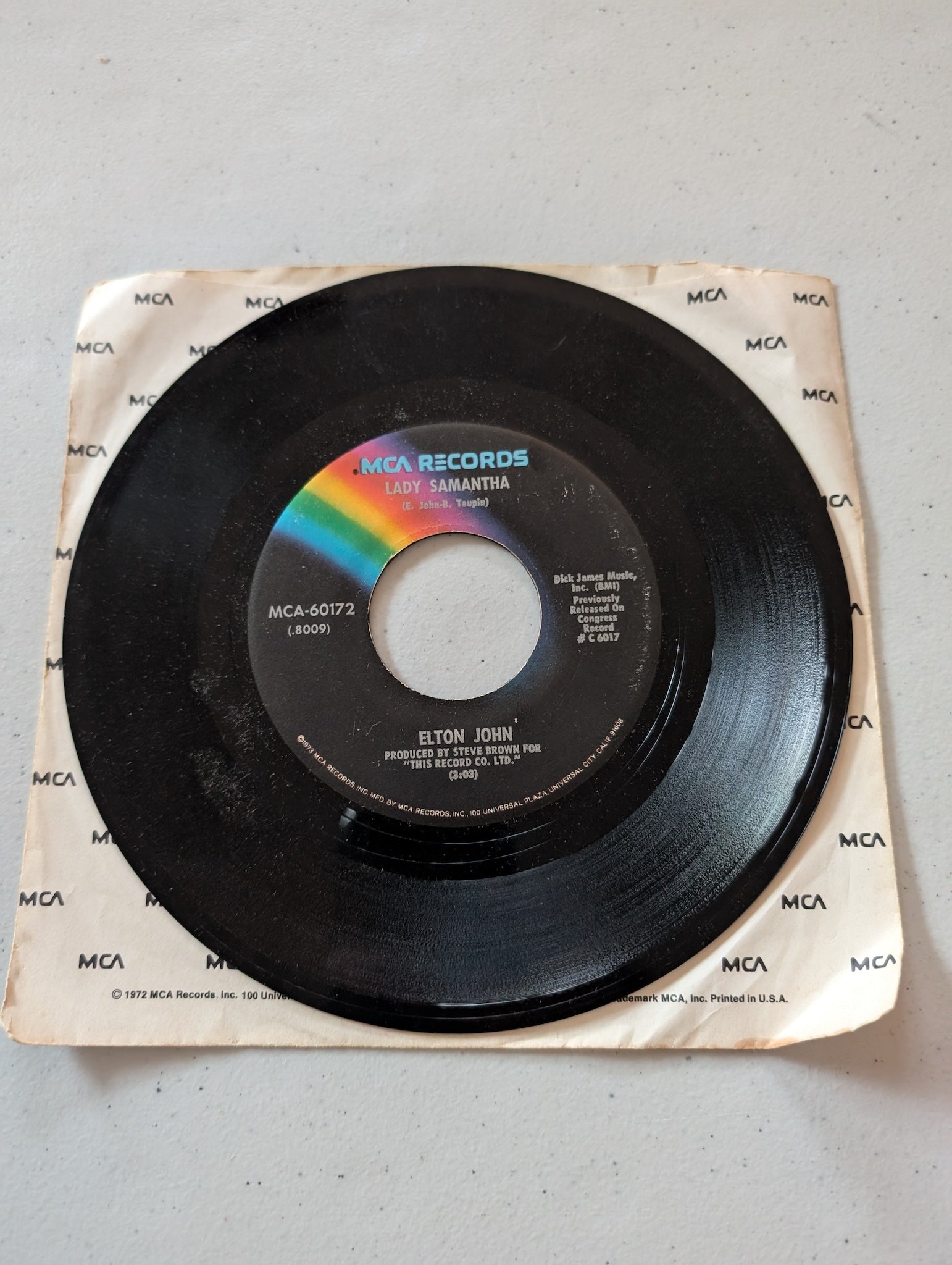 Elton John - Lady Samantha - It's Me That You Need (7 in, 45 RPM, Single, Vinyl Record Album)