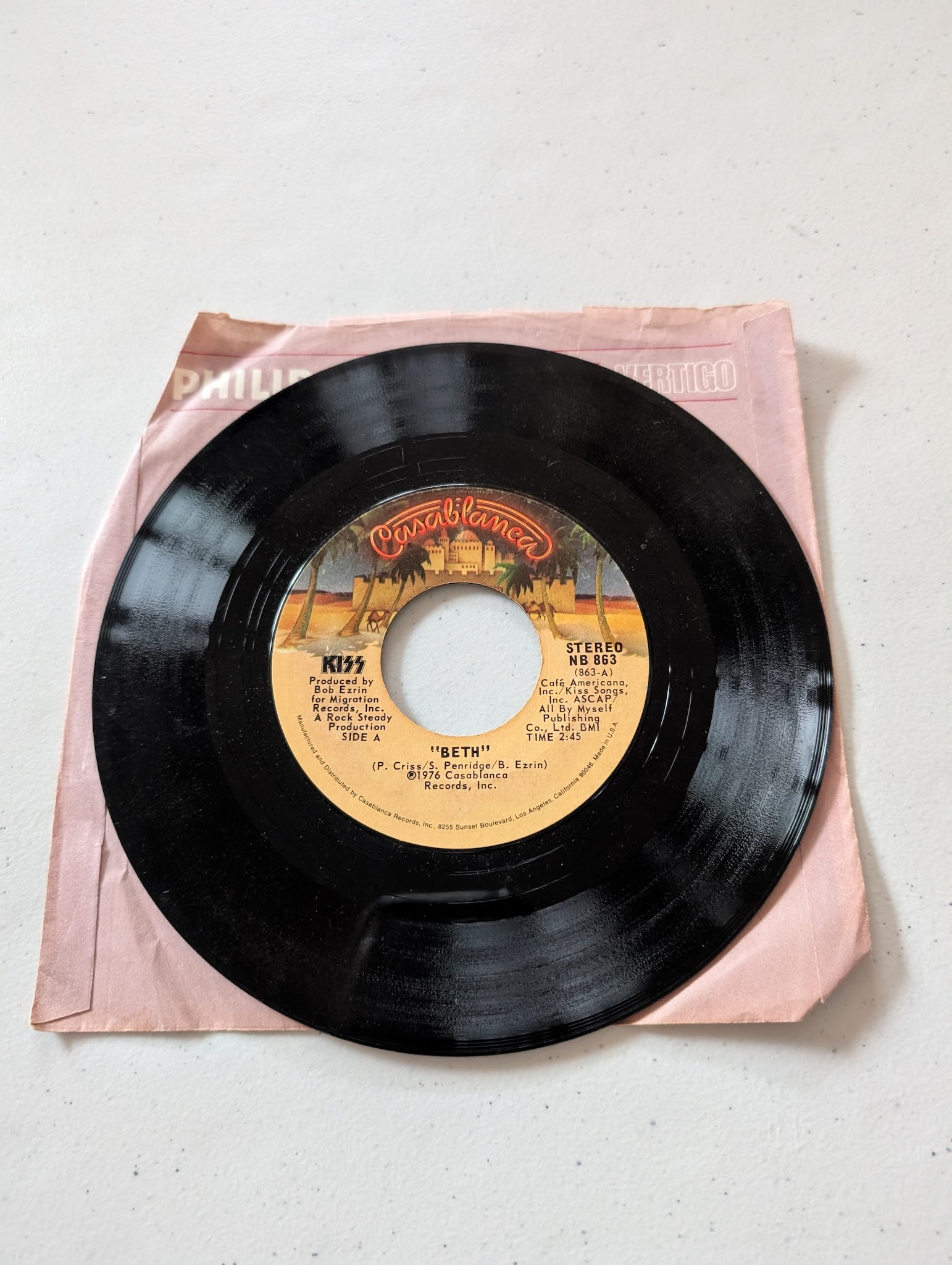 KISS - Detroit Rock City- Beth 1976 Casablanca(7 in, 45 RPM, Single, Vinyl Record Album)