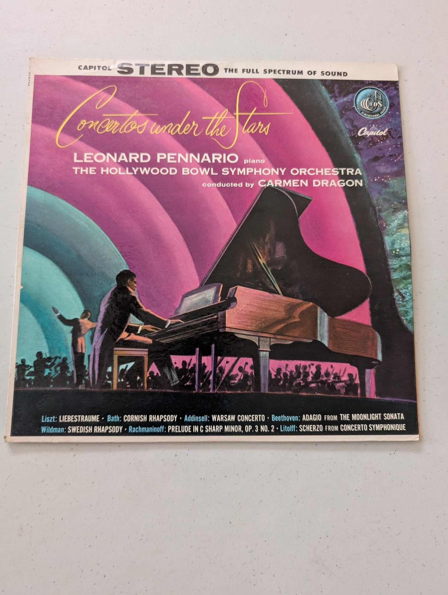 Concertos Under The Stars - Leonard Pennario Piano and the Hollywood Bowl Orhestra ORIGINAL VINYL LP Capitol (Vintage Vinyl Record LP Album)