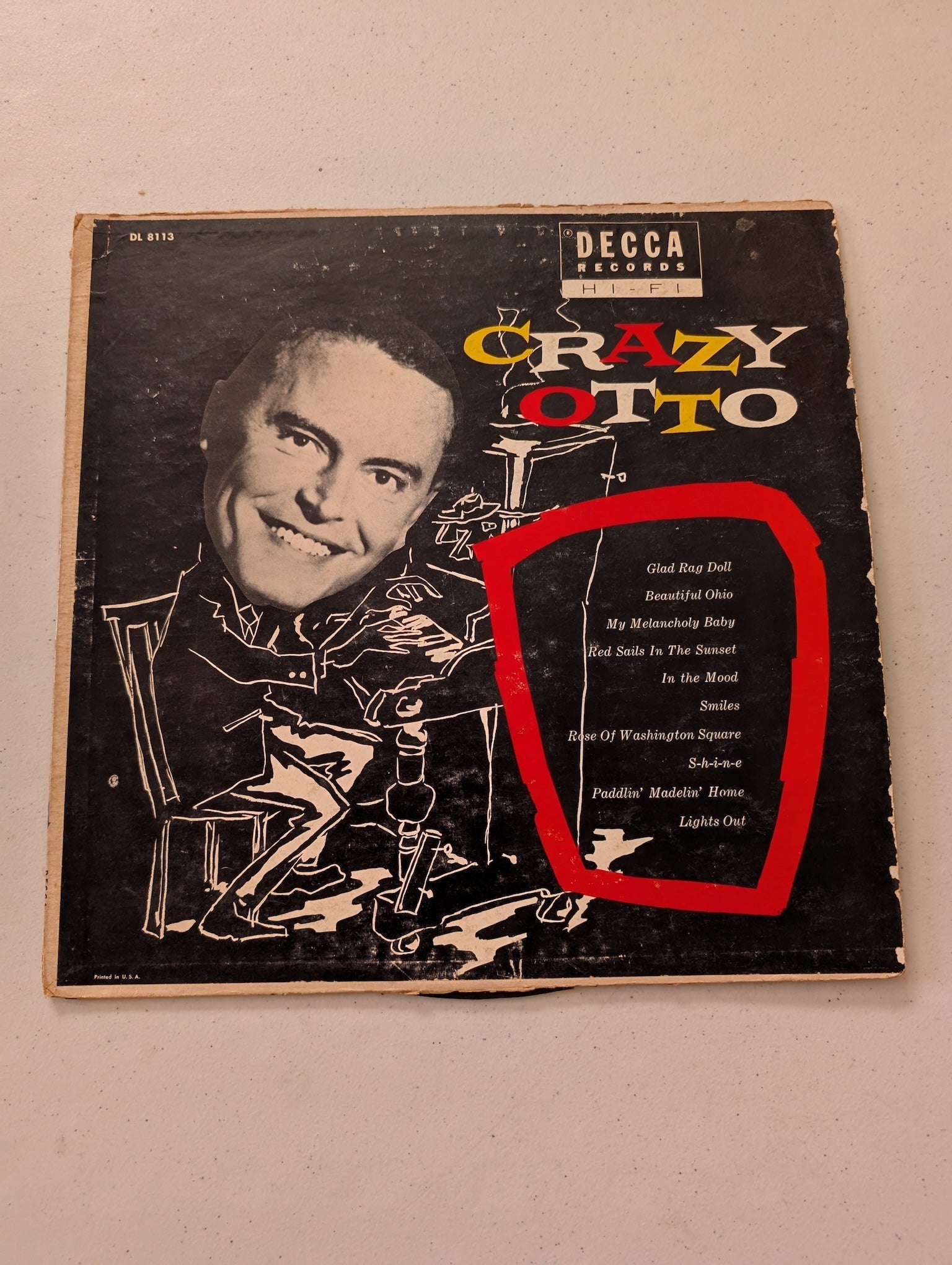 CRAZY OTTO Vinyl Lp PIANO SOLOS DL 8113 Mono Decca Records 1955 (Vintage Vinyl Record LP Album)