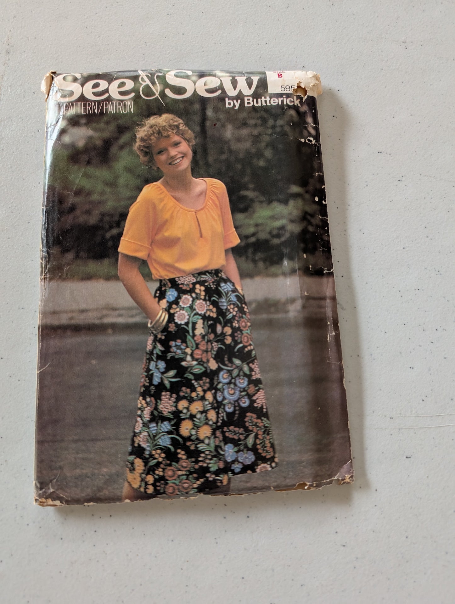 SEE SEW Butterick Pattern  5953 12 14 16 80s Peasant Top Dirndl Skirt(Sewing Pattern Vintage)