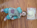 Laughing Girl in Green Dress from Unknown - 1990s Dolls & Toys (Porcelain, Fabric Porcelain Doll, Country, Rustic, Vintage, Collectible, Green, Cream, Brown)