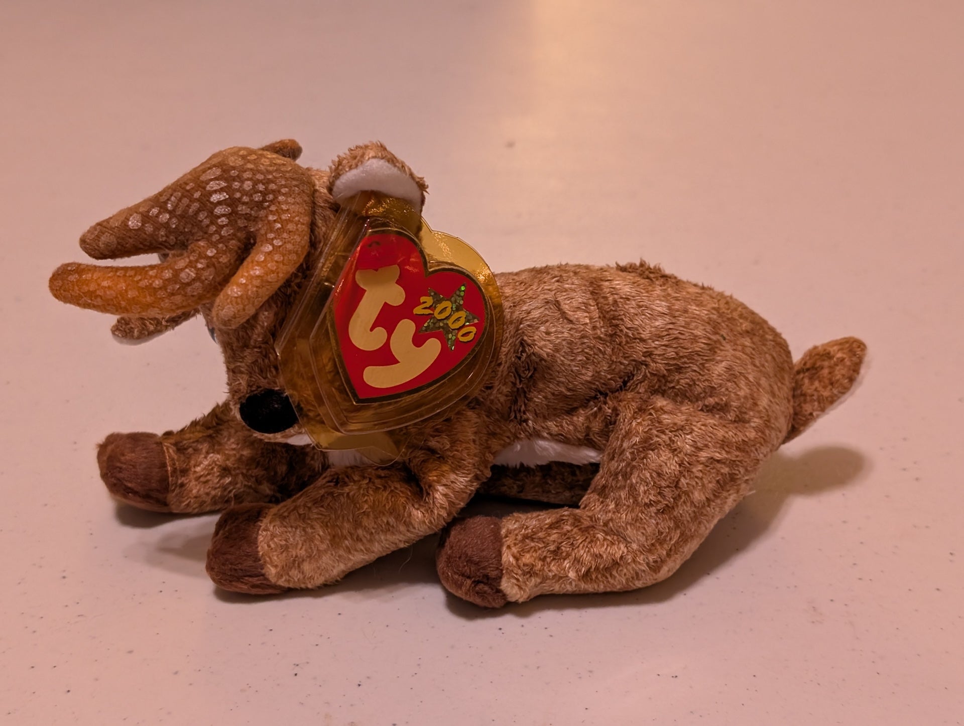 Roxy the Reindeer - Ty Beanie Baby (Brown, White, 2000, Plush Toy, MWMT, Stuffed Animal, Vintage, Retired, Plushie)