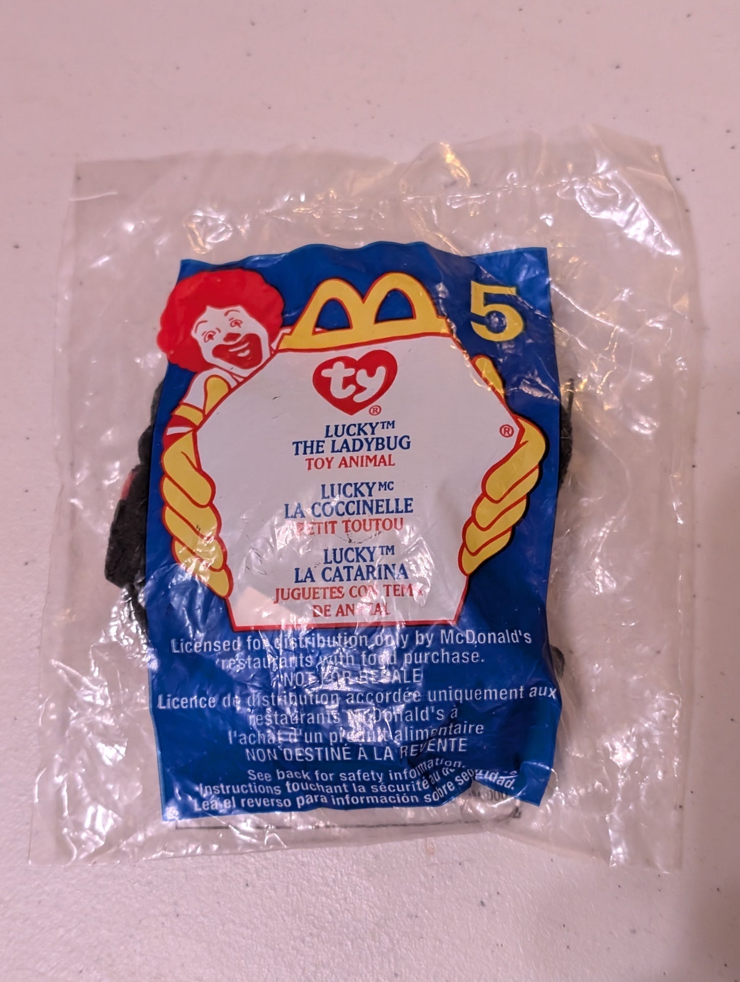 Lucky the Ladybug - McDonald's / Ty Teenie Beanie Baby (Black, Red, 1999, Plush Toy, Vintage, Stuffed Animal, Retired)