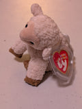 Springy the Lamb - Ty Basket Beanie (White, Brown, 2001, Plush Toy, Stuffed Animal, MWMT, Vintage, Retired)